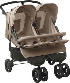 vidaXL Καρότσι Διδύμων Taupe Ατσάλινο
