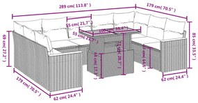 vidaXL Σετ Καναπέ Κήπου 10 τεμ. Μπεζ Συνθετικό Ρατάν με Μαξιλάρια