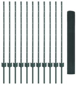 vidaXL Τείχος και Πόστ Πράσινο 1 x 25 m Ατσάλι