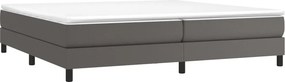vidaXL Κρεβάτι Boxspring με Στρώμα Γκρι 200x200 εκ. Συνθετικό Δέρμα