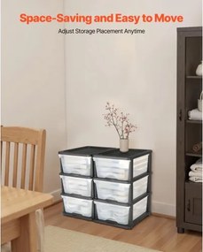 VEVOR 2 Pack Plastic Storage Drawers Storage Dresser Organizer Bins 6 Drawers