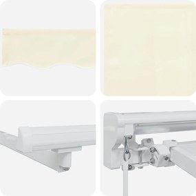 vidaXL Χειροκίνητο πλαίσιο τέντας με LED Κρέμα και Λευκό 5 x 3,5 μ