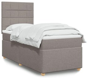 vidaXL Κρεβάτι Boxspring με Στρώμα Taupe 90x200 εκ. Υφασμάτινο