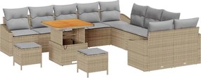 vidaXL Σετ Καναπέ Κήπου με μαξιλάρι 13 pcs Μπεζ Πολυ ράταν