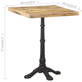 vidaXL Τραπέζι Bistro 60 x 60 x 77 εκ. Ακατέργαστο Ξύλο Μάνγκο
