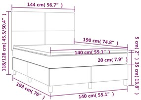 Κρεβάτι Boxspring Στρώμα&amp;LED Καπουτσίνο 140x190 εκ. Συνθ. Δέρμα - Καφέ