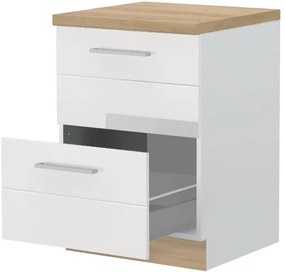 Επιδαπέδιο ντουλάπι Hudson R-60-2MBOX-Λευκό - Λευκό γυαλιστερό - 60.00Χ60.00Χ88.00cm