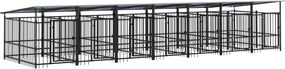 vidaXL Υπαίθριο Κλουβί Σκύλων με Οροφή από Χάλυβα 13,14 μ²