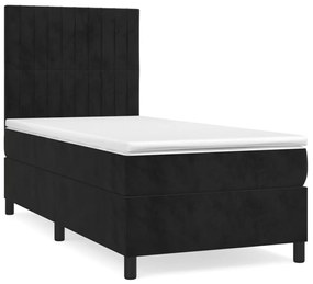 vidaXL Κρεβάτι Boxspring με Στρώμα Μαύρο 90x190 εκ. Βελούδινο