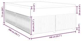 Κρεβάτι Boxspring με Στρώμα Σκούρο Μπλε 140x200 εκ. Βελούδινο - Μπλε