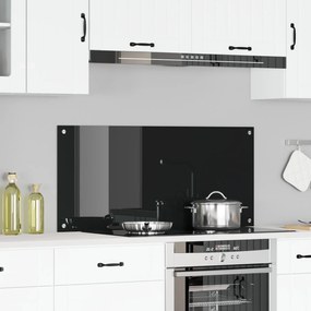 vidaXL Πλακάκι Κουζίνας Μαύρο 110x50x0,6 εκ Γυαλί Σαπουνοειδές