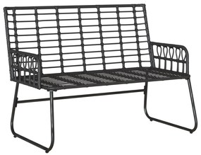 vidaXL Παγκάκι κήπου Μαύρο, Ανθρακί Πολυ rattan, ατσάλι
