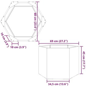 Ζαρντινιέρα Κήπου Εξάγωνη Πράσινη Λαδί 69x60x45 εκ. Ατσάλι - Πράσινο