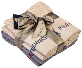 Πετσέτες 2671 (Σετ 4τμχ) Beige-Grey Greenwich Polo Club Towels Set 30x50cm 100% Cotton