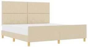 vidaXL Σκελετός Κρεβατιού με κεφαλάρι Κρεμ 180 x 200 cm ύφασμα