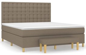 Κρεβάτι Boxspring με Στρώμα Taupe 160x200 εκ. Υφασμάτινο - Μπεζ-Γκρι