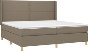 vidaXL Κρεβάτι Boxspring με Στρώμα &amp; LED Taupe 200x200 εκ. Υφασμάτινο