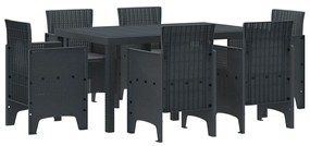 vidaXL Σέτ φαγητού για κήπο 7 pcs Ανθρακί Rattan Polt