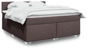 Κρεβάτι Boxspring με Στρώμα Σκούρο Καφέ 180x200 εκ Υφασμάτινο - Καφέ