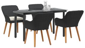 vidaXL Σετ Τραπεζαρίας Κήπου 5 Τεμαχίων Μαύρο Πολυ Ράταν