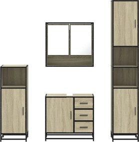vidaXL Σετ Επίπλων Μπάνιου 4 Τεμαχίων Sonoma Δρυς Επεξεργασμένο Ξύλο