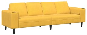 vidaXL Καναπές Απαλό Κίτρινο 250 x 77 x 76 εκ. Υφασμάτινο Κορντουρά