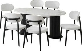 Stewehome Σετ Τραπεζαρίας 6 Ατόμων Polo Λευκό Μαύρο 170x90x75 cm