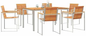 vidaXL Σέτ φαγητού για κήπο 7 pcs Σταθερό Ξύλο Ακακίας