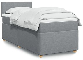 Κρεβάτι Boxspring με Στρώμα Ανοιχτό Γκρι 90x200 εκ. Υφασμάτινο - Γκρι