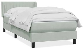 vidaXL Κρεβάτι Boxspring με Στρώμα Ανοιχτό Γκρι 80x210 εκ. Βελούδινο