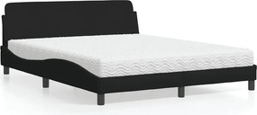 vidaXL Κρεβάτι με Στρώμα Dover Μαύρο 160x200 εκ. Υφασμάτινο