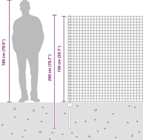 vidaXL Περίφραξη Euro με Στήλη 10 x 1,5 m Γαλβανισμένος Χάλυβας Ασημί