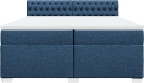 vidaXL Κρεβάτι Boxspring με Στρώμα Μπλε 200x200 εκ. Υφασμάτινο