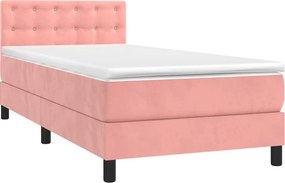 vidaXL Κρεβάτι Boxspring με Στρώμα Ροζ 100x200 εκ. Βελούδινο