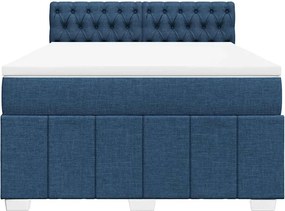 vidaXL Κρεβάτι Boxspring με Στρώμα Μπλε 140x190 εκ. Υφασμάτινο