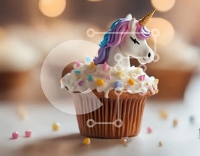 Intra Συλλεκτικό Ξύλινο Παζλ Plywood  4mm - Μονόκερος Cupcake με πολύχρωμα ψεκάσματα Σε Ξύλινο Κουτί - Διαστάσεις: 10x10 cm – 25 κομμάτια