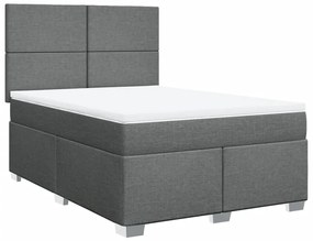 vidaXL Κρεβάτι Boxspring με Στρώμα Σκούρο Γκρι 140x190 εκ. Υφασμάτινο