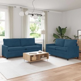 vidaXL Σετ Καναπέ 2 pcs Μπλε Βελούδο