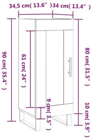 Ντουλάπι Λευκό 34,5 x 34 x 90 εκ. από Επεξεργασμένο Ξύλο - Λευκό