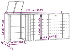 ΠΛΑΙΣΙΟ ΚΑΔΩΝ ΑΠΟΡΡΙΜΜΑΤΩΝ 4 ΚΑΔΟΙ ΓΚΡΙ 276X79X117 ΕΚ. ΑΤΣΑΛΙ 3279989