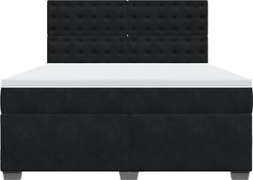 vidaXL Κρεβάτι Boxspring με Στρώμα Μαύρο 180x200 εκ. Βελούδινο