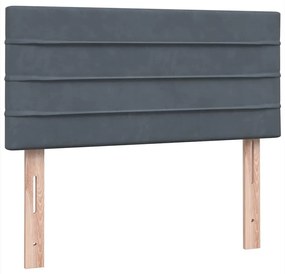 Box Spring Κρεβάτι με στρώμα Σκούρο γκρι 100x220 εκ. Βελούδινο - Γκρι