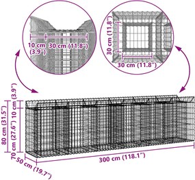 vidaXL Ανασηκωμένο κρεβάτι gabion 2 pcs Ασημί