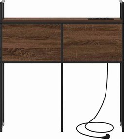 vidaXL Κεφαλάρι Αποθήκης με Σταθμό Φόρτισης με ράφι Καφέ δρυς 98 cm