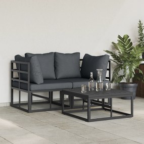 vidaXL Σετ Καναπέ Κήπου 3 pcs Μαύρο 70 x 70 x 32 εκ Αλουμίνιο