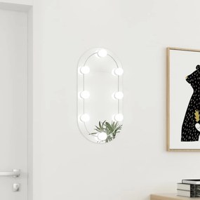 Καθρέφτης με Φώτα LED 60x30 εκ. Γυαλί Οβάλ