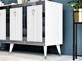 Μπουφές Bare - Χρώμα Λευκό &amp; Ασημί - 150x80x40εκ