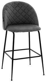 Bar Stool Kudos metal black legs-velve dark grey 49x47x94 εκ.