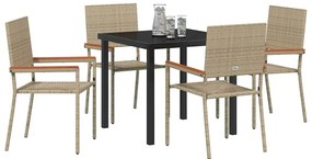 vidaXL Σέτ φαγητού για κήπο 5 pcs Μπεζ Πολυ ράταν