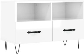 vidaXL Έπιπλο Τηλεόρασης Γυαλ. Λευκό 80x36x50 εκ. Επεξεργασμένο Ξύλο